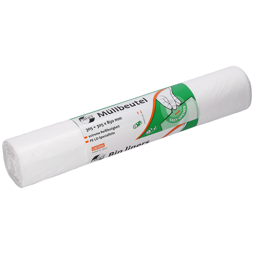 FIRST PLUS MÜLLBEUTEL, LDPE, 80 L, WEISS