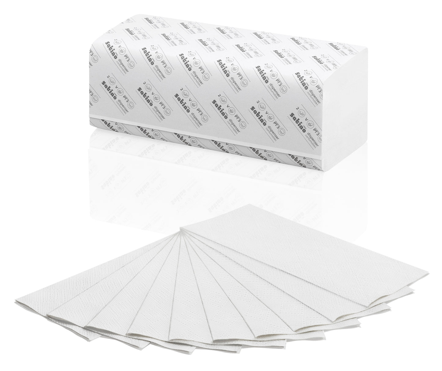 Handtuchpapier Format Tissue und Krepp V-Falz, 2-lagig, 3200 Blatt