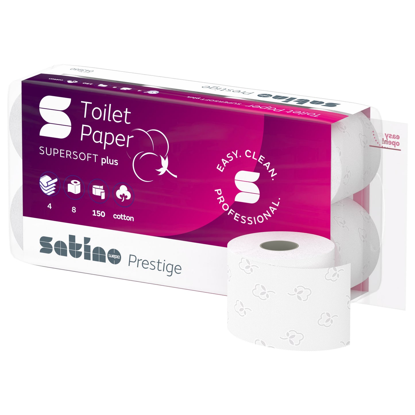 Satino Prestige 8x150 4p Cotton, 4-lagig, 64 Rollen