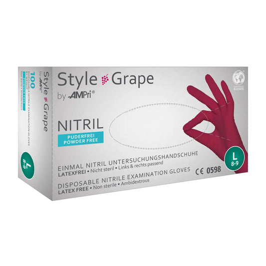 Nitrilhandschuhe, bordeaux, rot, puderfrei, Style Grape by Med-Comfort