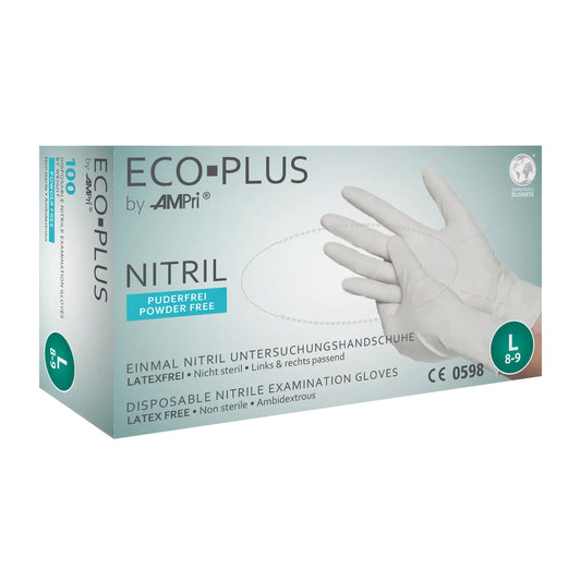 Nitrilhandschuhe, weiß, puderfrei, Eco-Plus