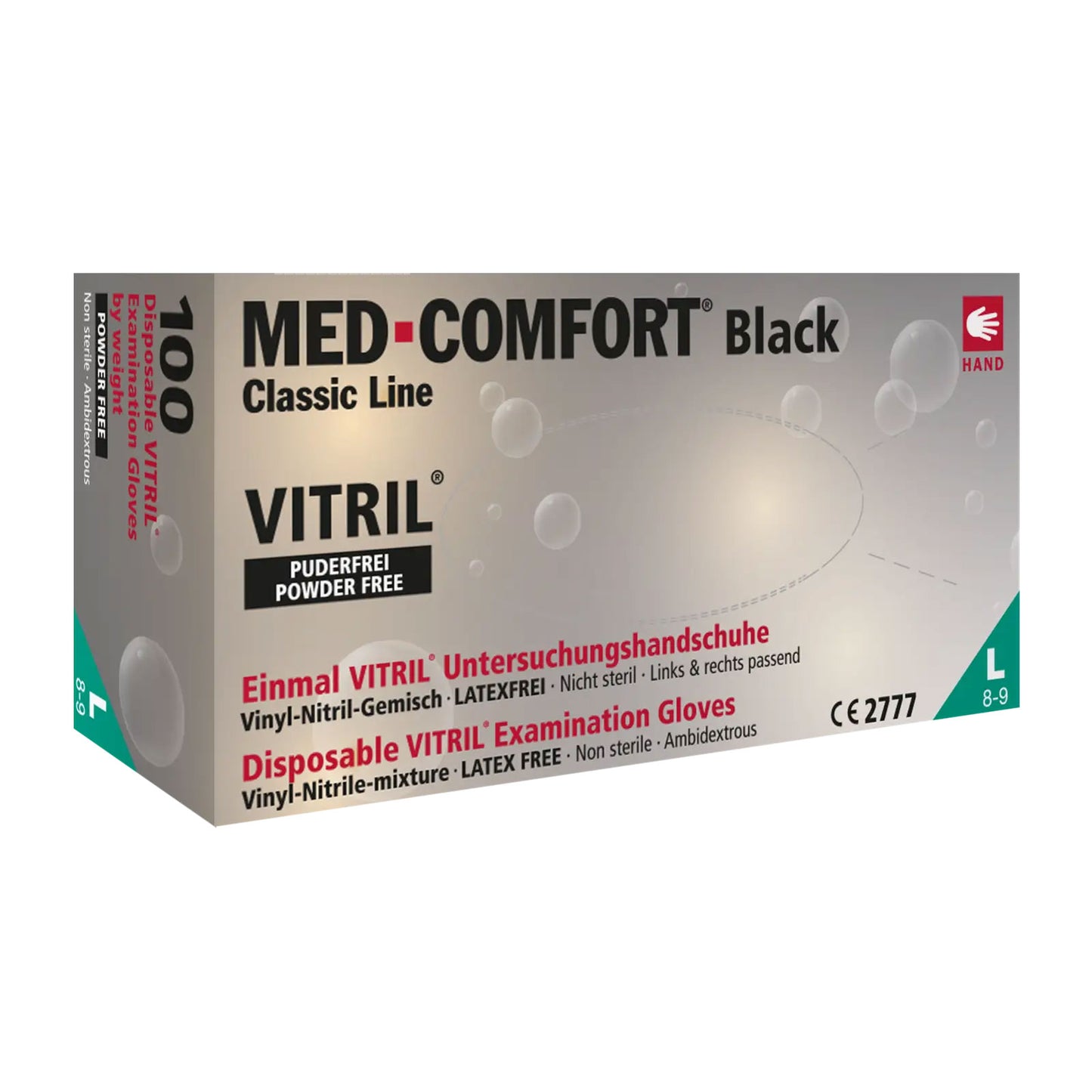 Vitrilhandschuhe, schwarz, puderfrei, Med-Comfort black Vitril