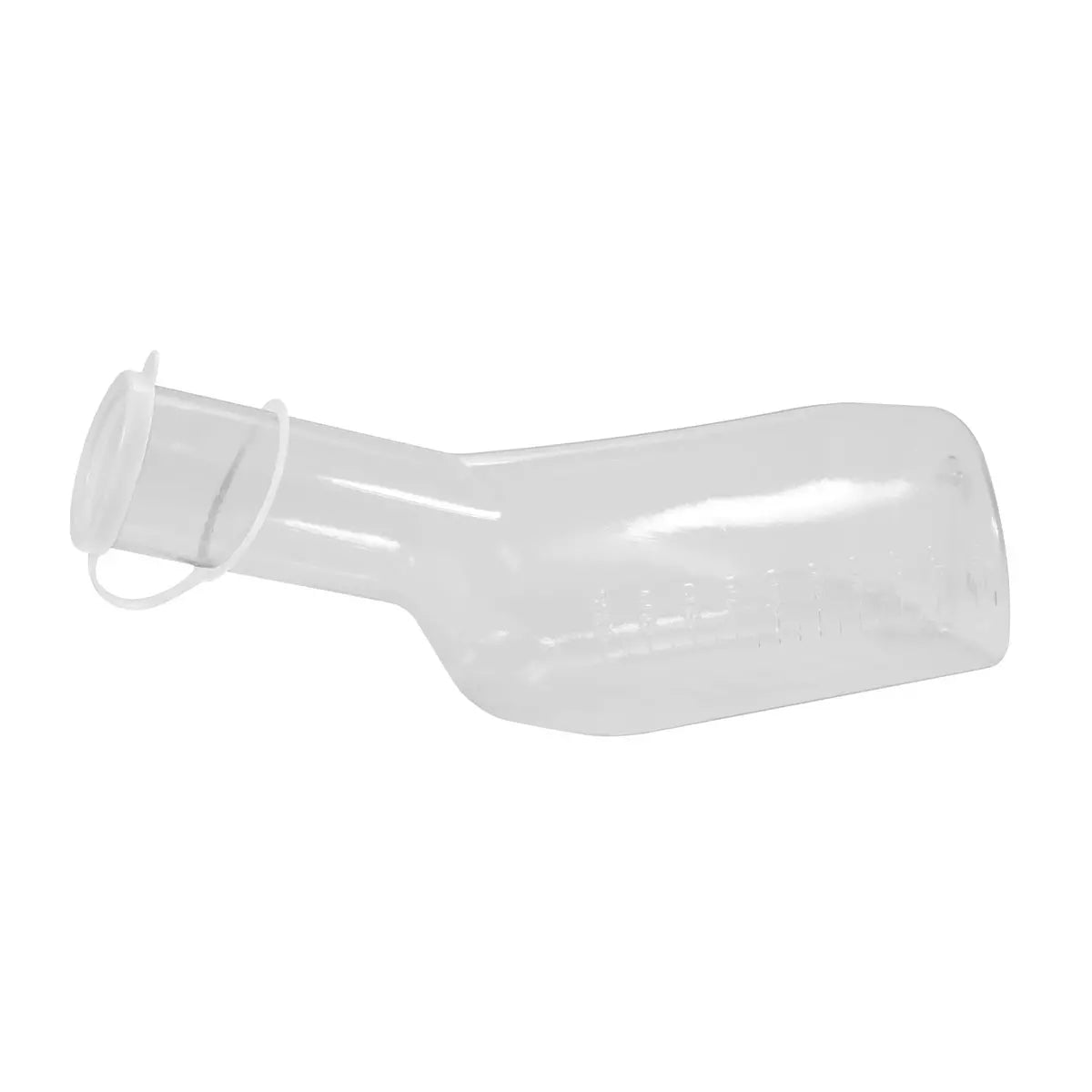 PC Urinflasche für Männer, eckig, Farbe glasklar mit weißem PP Deckel