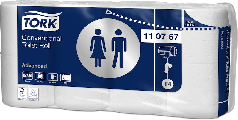 Tork Kleinrollen-Toilettenpapier, 2-lagig, 250 Blatt