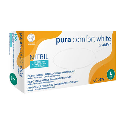 Nitrilhandschuhe, weiß, puderfrei, Puracomfort white