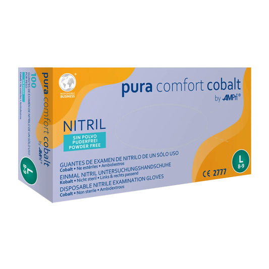 Nitrilhandschuhe, kobaltblau, blau, puderfrei, Puracomfort Cobalt