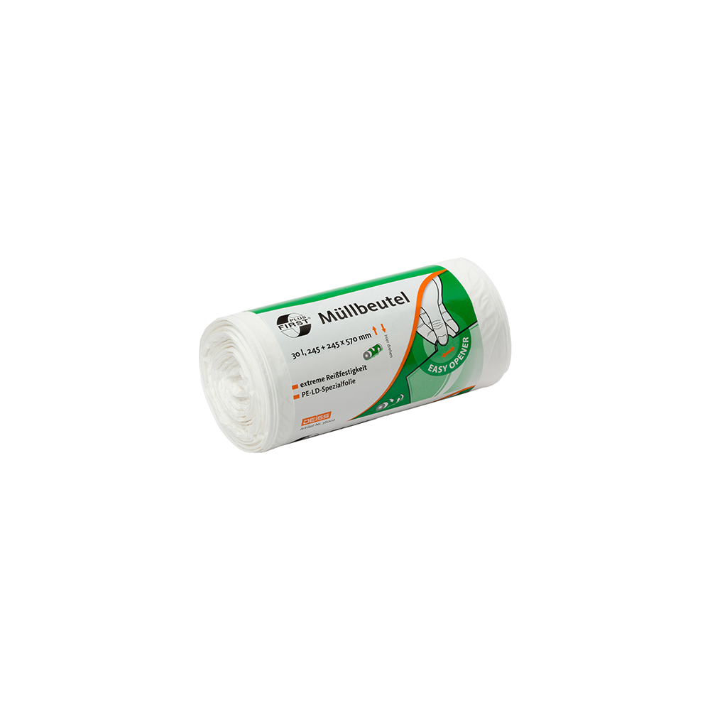 FIRST PLUS MÜLLBEUTEL, LDPE, 30 L, WEISS