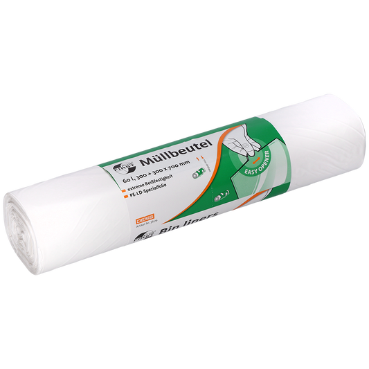 FIRST PLUS MÜLLBEUTEL, LDPE, 60 L, WEISS