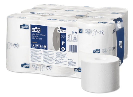 Tork extra weiches hülsenloses Midi Toilettenpapier Premium, 3-lagig, 550 Blatt