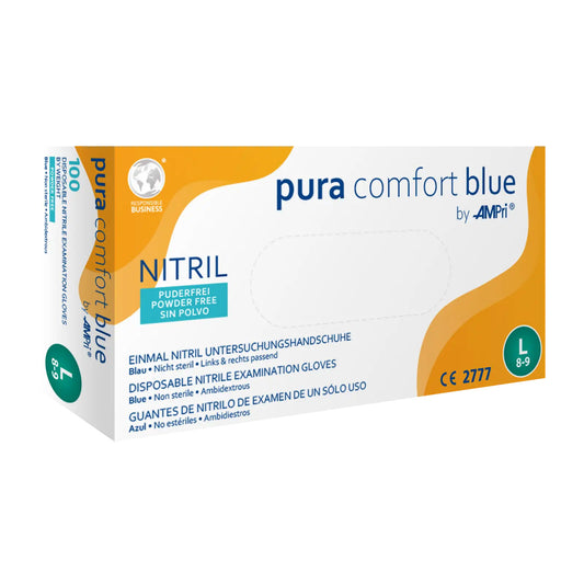 Nitrilhandschuhe, blau, puderfrei, Puracomfort blue